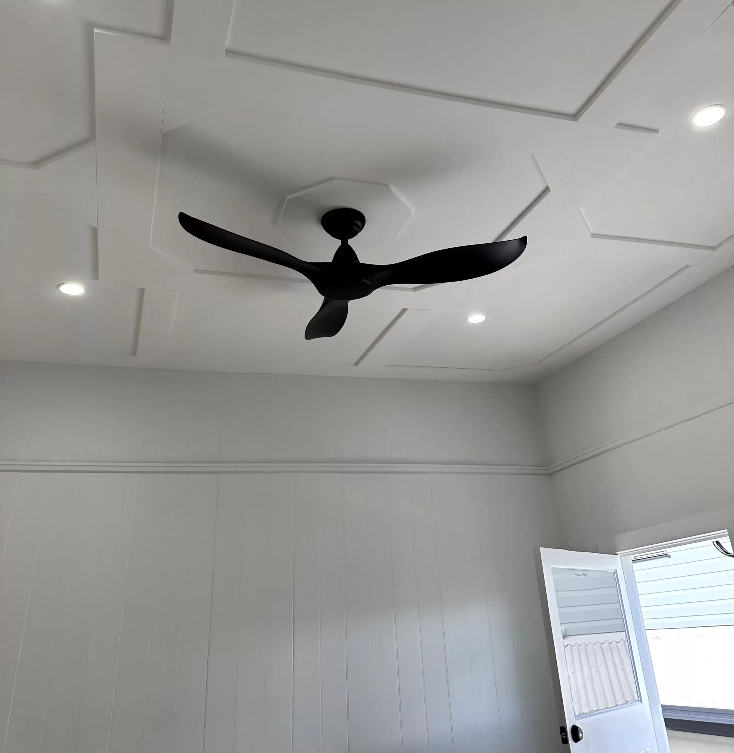 Professional ceiling fan installation service in Brisbane home by licensed electrician.