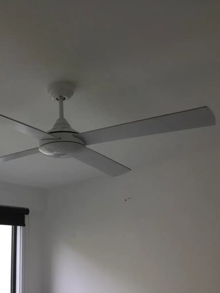New white ceiling fan in a Cannon Hill home, fitted by the same electrician team that works in Camp Hill