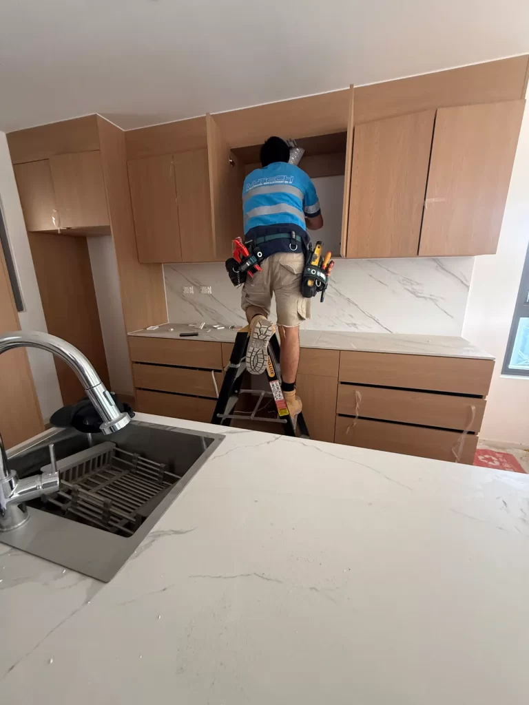 Electrical work in progress during a Brisbane kitchen renovation