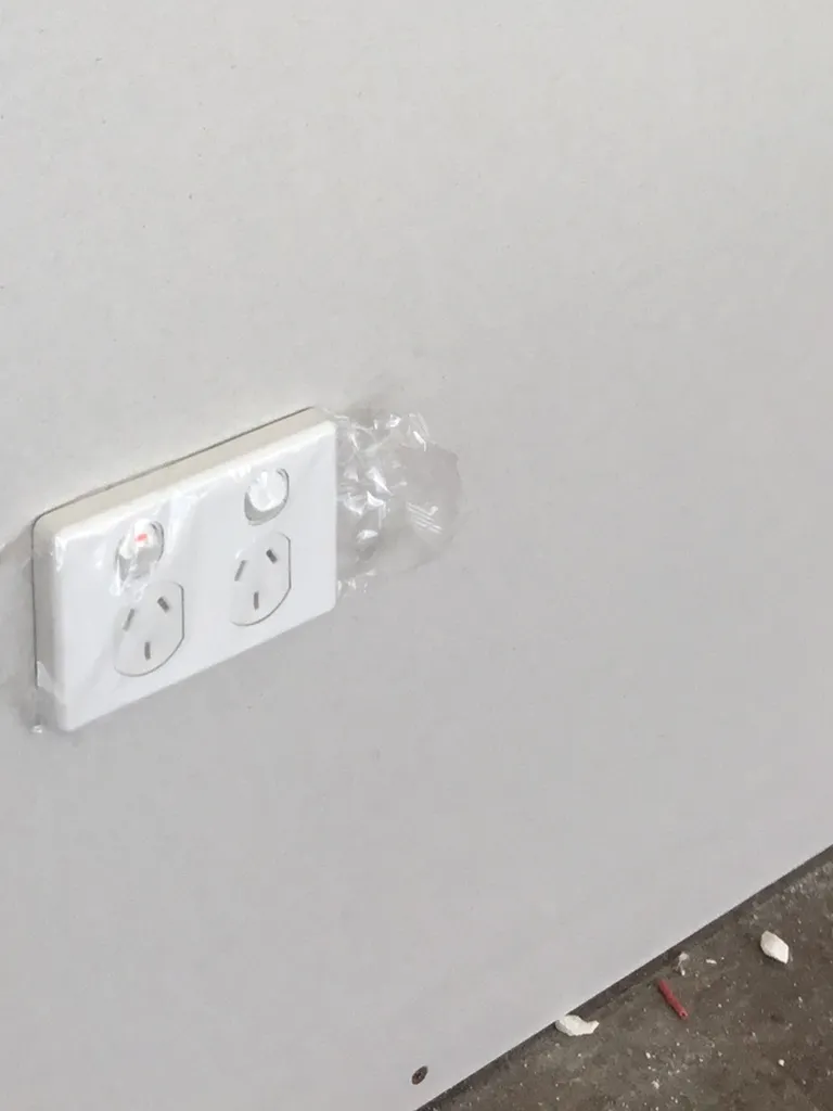 New double power point fitted off on a freshly lined wall in Acacia Ridge, Brisbane