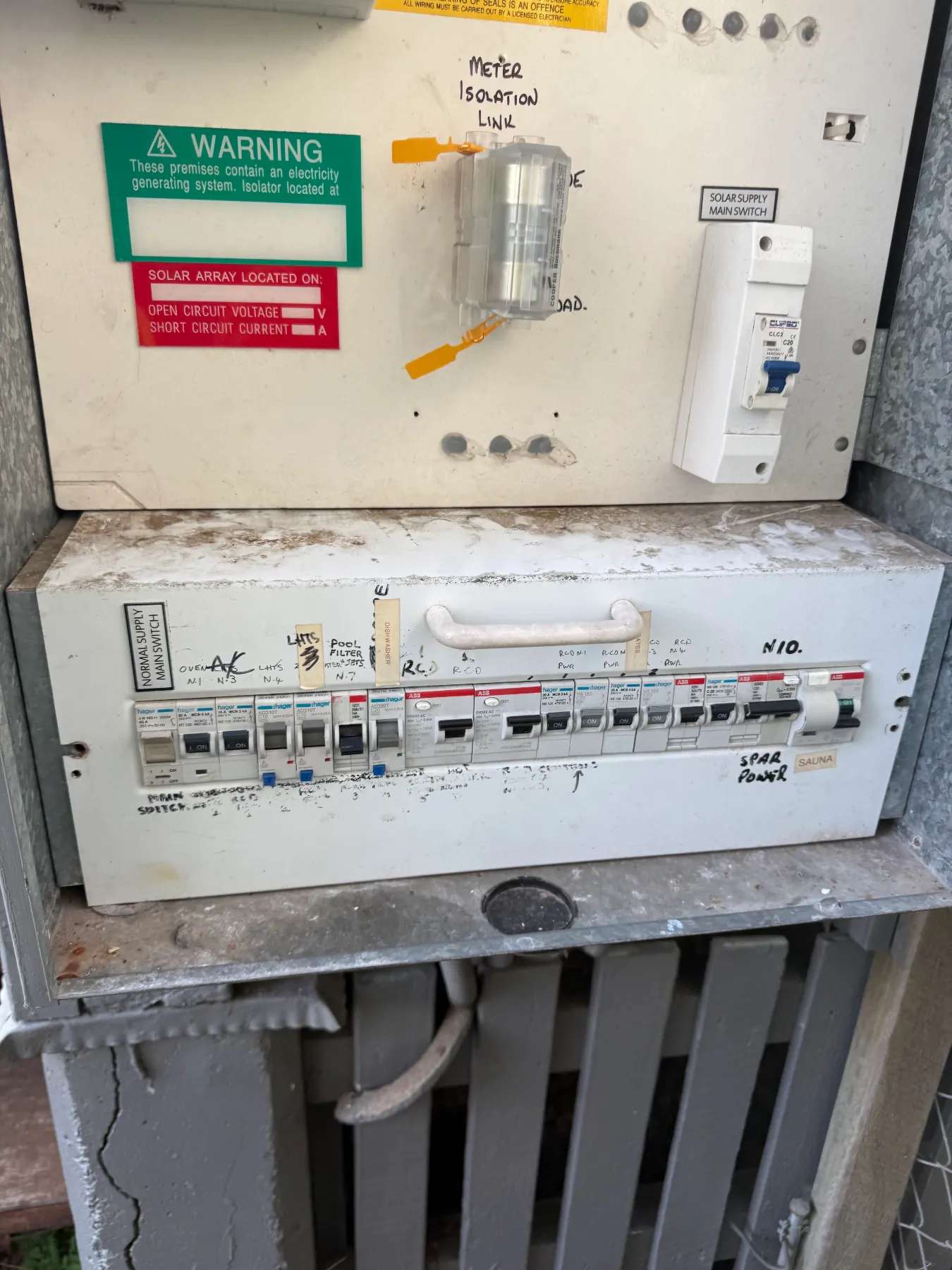 Switchboard with circuit breakers and safety switches in a Brisbane home