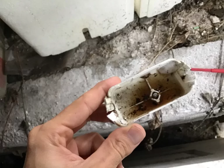 Power point with water damage found under an Annerley house while tracing a tripping fault